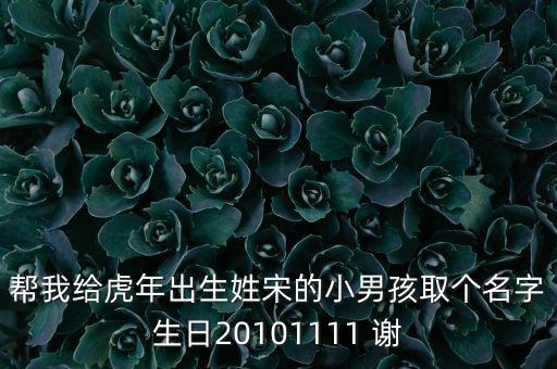 幫我給虎年出生姓宋的小男孩取個名字生日20101111 謝
