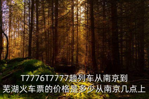 T7776T7777趟列車從南京到蕪湖火車票的價(jià)格是多少?gòu)哪暇c(diǎn)上