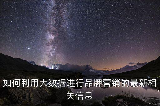如何利用大數(shù)據(jù)進(jìn)行品牌營銷的最新相關(guān)信息