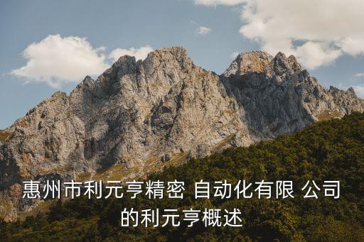 惠州市利元亨精密 自動(dòng)化有限 公司的利元亨概述