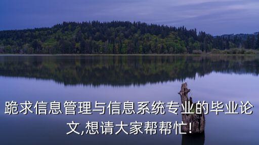 跪求信息管理與信息系統(tǒng)專業(yè)的畢業(yè)論文,想請大家?guī)蛶兔?