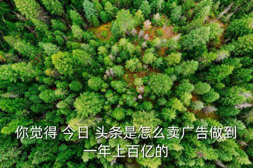 你覺得 今日 頭條是怎么賣廣告做到一年上百億的