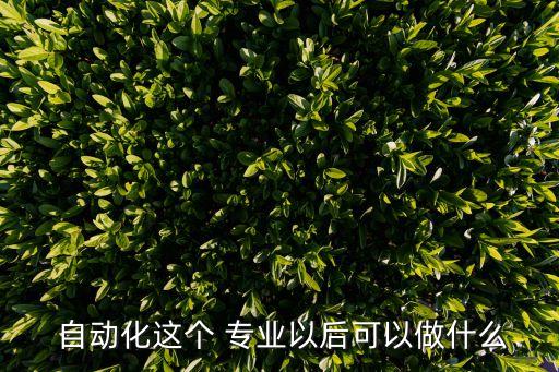  自動(dòng)化這個(gè) 專業(yè)以后可以做什么