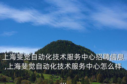 上海斐覺自動化技術(shù)服務(wù)中心招聘信息,上海斐覺自動化技術(shù)服務(wù)中心怎么樣...