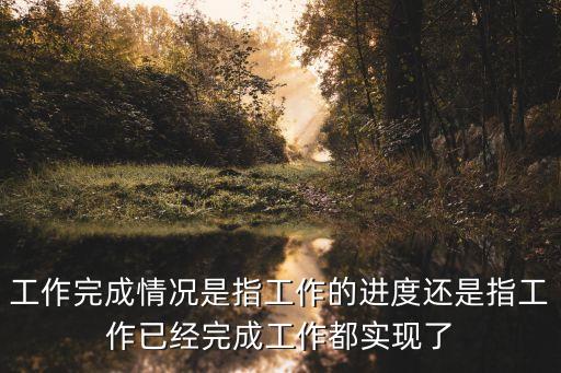 工作完成情況是指工作的進度還是指工作已經(jīng)完成工作都實現(xiàn)了