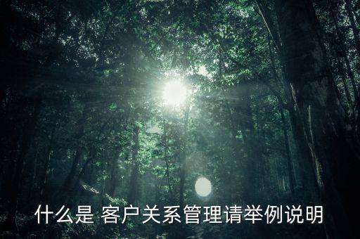 什么是 客戶關系管理請舉例說明