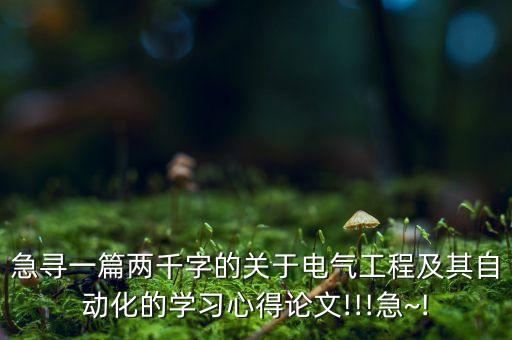 急尋一篇兩千字的關(guān)于電氣工程及其自動(dòng)化的學(xué)習(xí)心得論文!!!急~!