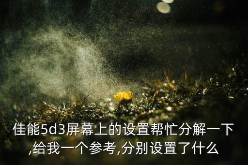 佳能5d3屏幕上的設(shè)置幫忙分解一下,給我一個(gè)參考,分別設(shè)置了什么