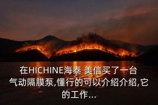 在HICHINE海泰 美信買了一臺(tái)氣動(dòng)隔膜泵,懂行的可以介紹介紹,它的工作...