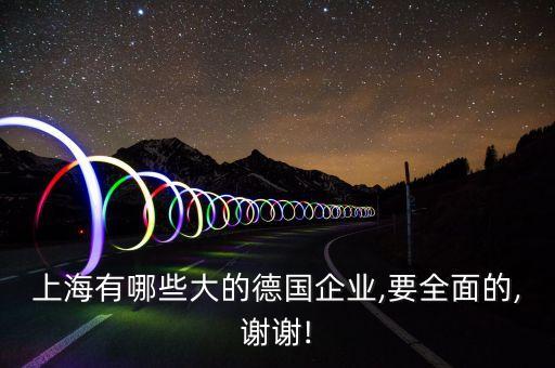 上海有哪些大的德國企業(yè),要全面的,謝謝!