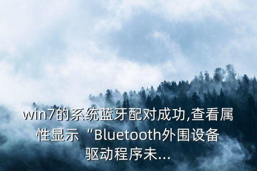 win7的系統(tǒng)藍(lán)牙配對(duì)成功,查看屬性顯示“Bluetooth外圍設(shè)備驅(qū)動(dòng)程序未...