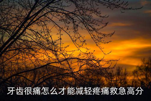 牙齒很痛怎么才能減輕疼痛救急高分