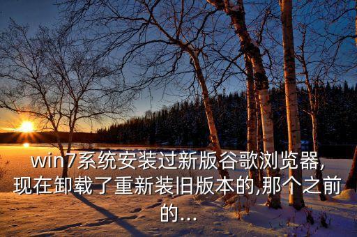 win7系統(tǒng)安裝過新版谷歌瀏覽器,現(xiàn)在卸載了重新裝舊版本的,那個之前的...