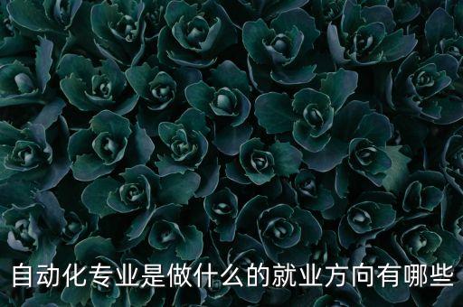 自動(dòng)化專業(yè)是做什么的就業(yè)方向有哪些