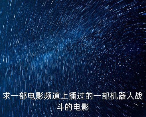 求一部電影頻道上播過的一部機(jī)器人戰(zhàn)斗的電影