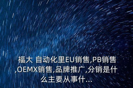  福大 自動(dòng)化里EU銷售,PB銷售,OEMX銷售,品牌推廣,分銷是什么主要從事什...