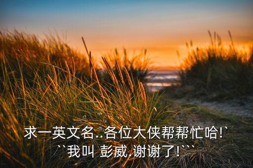 求一英文名..各位大俠幫幫忙哈!```我叫 彭威.謝謝了!```