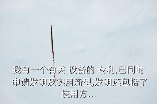 我有一個有關(guān) 設(shè)備的 專利,已同時 申請發(fā)明及實(shí)用新型,發(fā)明還包括了使用方...