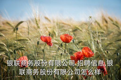 銀聯(lián)商務股份有限公司 招聘信息,銀聯(lián)商務股份有限公司怎么樣