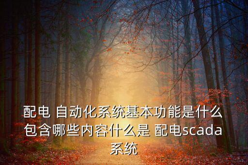  配電 自動(dòng)化系統(tǒng)基本功能是什么 包含哪些內(nèi)容什么是 配電scada系統(tǒng)