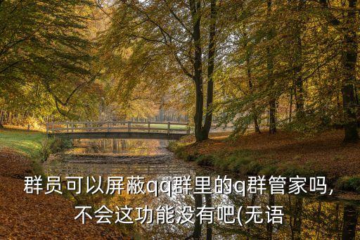 群員可以屏蔽qq群里的q群管家嗎,不會這功能沒有吧(無語