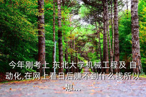 今年剛考上 東北大學(xué)機(jī)械工程及 自動(dòng)化,在網(wǎng)上看日后賺不到什么錢(qián)所以想...