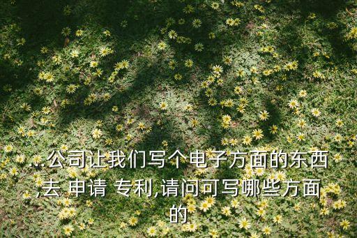 ...公司讓我們寫個電子方面的東西,去 申請 專利,請問可寫哪些方面的