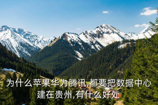 為什么蘋果華為騰訊,都要把數(shù)據(jù)中心建在貴州,有什么好處