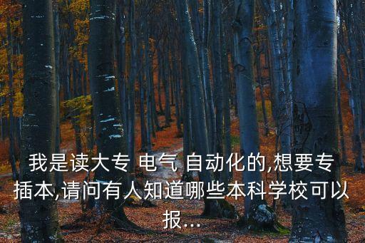 我是讀大專 電氣 自動化的,想要專插本,請問有人知道哪些本科學(xué)?？梢詧?bào)...