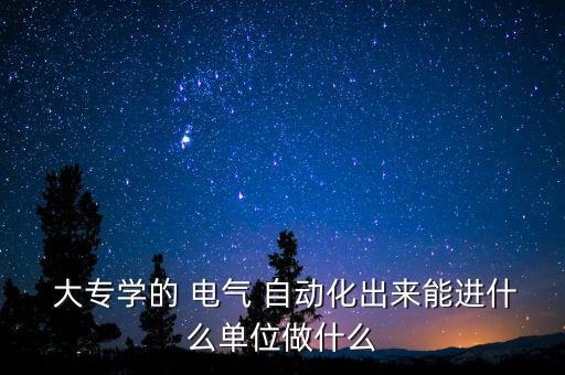  大專學(xué)的 電氣 自動(dòng)化出來能進(jìn)什么單位做什么
