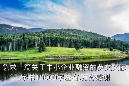 急求一篇關(guān)于中小企業(yè)融資的英文文獻(xiàn),字書10000字左右,萬分感謝