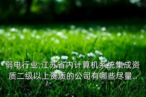 弱電行業(yè),江蘇省內(nèi)計算機(jī)系統(tǒng)集成資質(zhì)二級以上資質(zhì)的公司有哪些盡量...