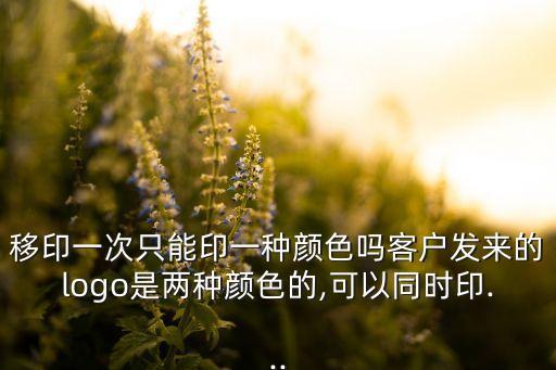 移印一次只能印一種顏色嗎客戶發(fā)來的logo是兩種顏色的,可以同時(shí)印...