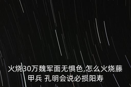 火燒30萬魏軍面無懼色,怎么火燒藤甲兵 孔明會說必?fù)p陽壽