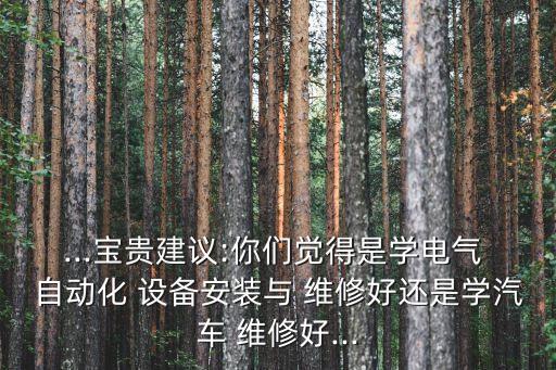 ...寶貴建議:你們覺(jué)得是學(xué)電氣 自動(dòng)化 設(shè)備安裝與 維修好還是學(xué)汽車 維修好...