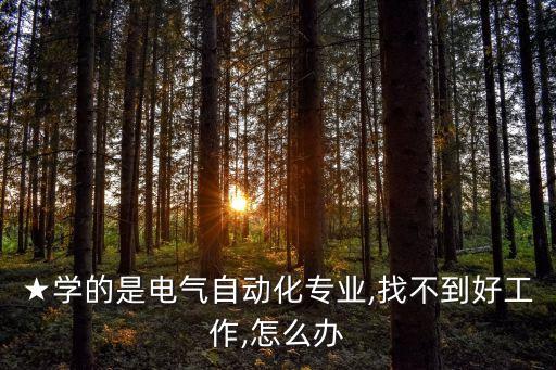 ★學(xué)的是電氣自動化專業(yè),找不到好工作,怎么辦