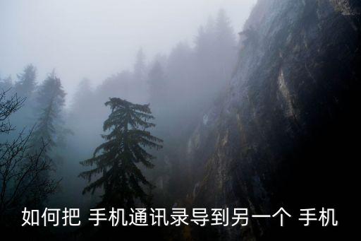如何把 手機(jī)通訊錄導(dǎo)到另一個(gè) 手機(jī)