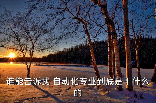 誰能告訴我 自動(dòng)化專業(yè)到底是干什么的