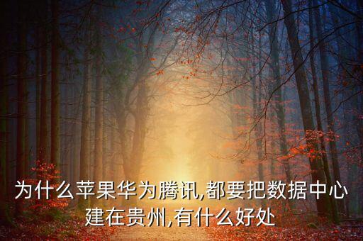 為什么蘋果華為騰訊,都要把數(shù)據(jù)中心建在貴州,有什么好處