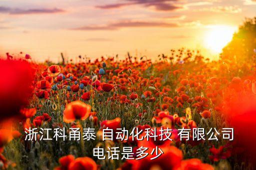  浙江科甬泰 自動(dòng)化科技 有限公司電話是多少