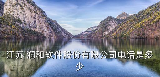 江蘇 潤和軟件股份有限公司電話是多少