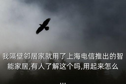 我隔壁鄰居家就用了上海電信推出的智能家居,有人了解這個嗎,用起來怎么...