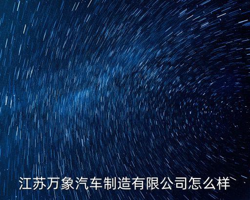 江蘇萬象汽車制造有限公司怎么樣