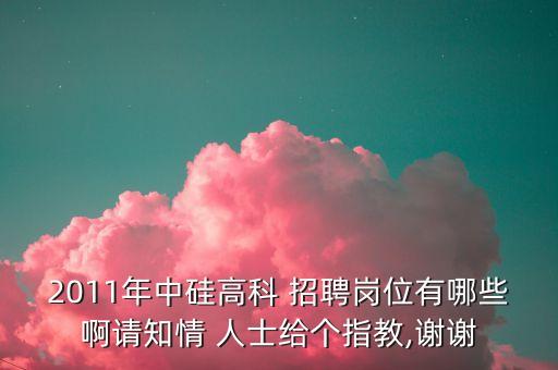 2011年中硅高科 招聘崗位有哪些啊請知情 人士給個(gè)指教,謝謝