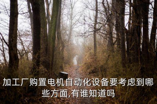 加工廠購置電機(jī)自動化設(shè)備要考慮到哪些方面,有誰知道嗎