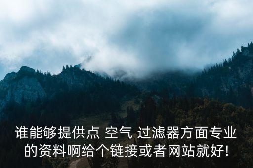 誰能夠提供點(diǎn) 空氣 過濾器方面專業(yè)的資料啊給個鏈接或者網(wǎng)站就好!