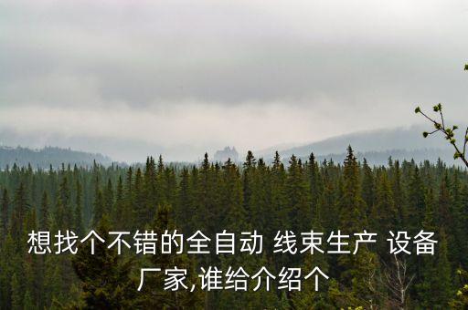 想找個不錯的全自動 線束生產(chǎn) 設(shè)備廠家,誰給介紹個