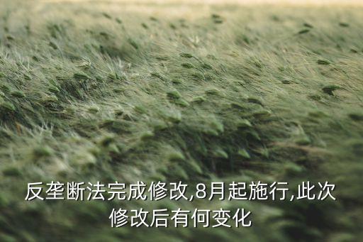 反壟斷法完成修改,8月起施行,此次修改后有何變化
