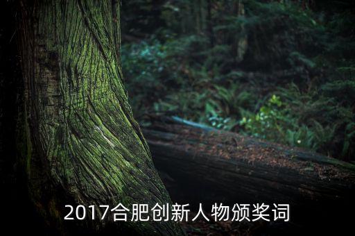 2017合肥創(chuàng)新人物頒獎詞