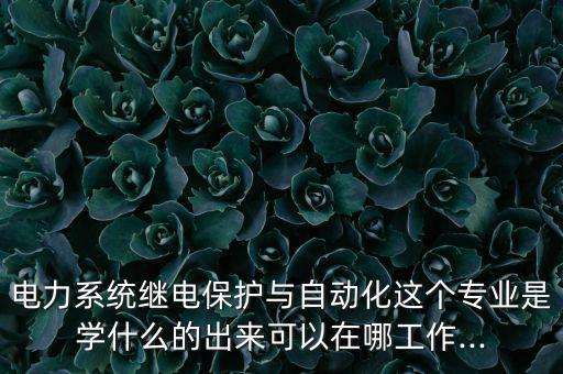 電力系統(tǒng)繼電保護(hù)與自動(dòng)化這個(gè)專業(yè)是學(xué)什么的出來可以在哪工作...